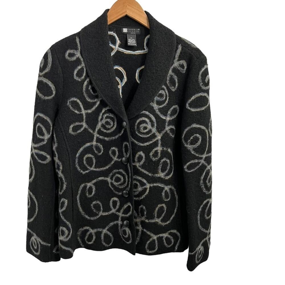 Carole Little  100% Wool Embroidered Jacket Women's Size Petite Medium -Large